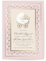 Petal & Pram Foil-Pressed Baby Shower Invitations