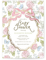 Floral & Lace Baby Shower Foil-Pressed Baby Shower Invitations