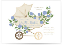 Hydrangea Pram Foil-Pressed Baby Shower Invitations