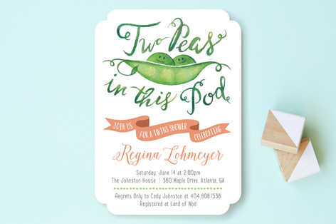 Two Peas Twins Baby Shower Invitations