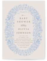 Blooming Foil Oval Baby Shower Invitations