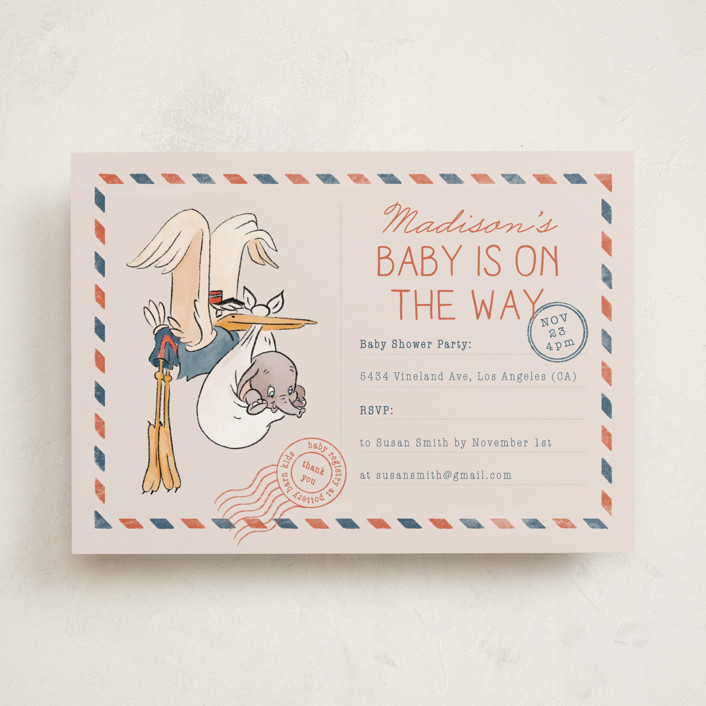 Disney's Dumbo Stork Baby on the Way Baby Shower Invitations by - Main Image