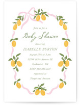 Lemon and Ribbon Baby Shower Invitations