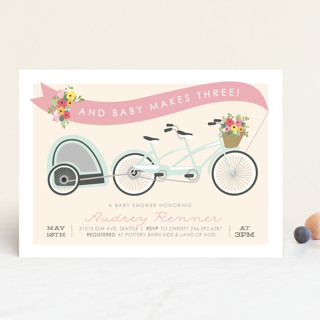 Bicycle Built for Three Baby Shower Invitations