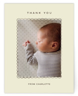 Petal Frame Flat Birth Announcements Thank You Cards