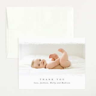 Deckled Edge Flat Birth Announcements Thank You Cards