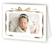 Bow Foil-Pressed Birth Announcement Thank You Cards 