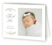 Delicate Foliage Foil-Pressed Birth Announcement Thank You Cards 