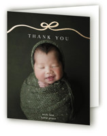Bow Tied Foil-Pressed Birth Announcement Thank You Cards