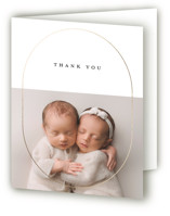 Oval Announcement Foil-Pressed Birth Announcement Thank You Cards