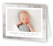 Shimmering Linen Foil-Pressed Birth Announcement Thank You Cards 