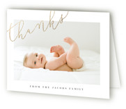 Angled Hello Foil-Pressed Birth Announcement Thank You Cards 