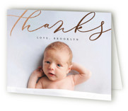 Welcome Ribbon Foil-Pressed Birth Announcement Thank You Cards 
