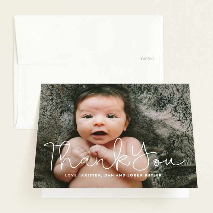Signature Birth Announcement Thank You Cards by Up Up Creative Minted