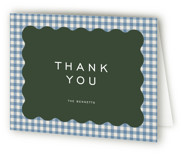Layered Gingham Birth Announcement Thank You Cards