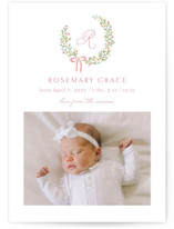 Sweet Monogrammed Wreath Birth Announcements