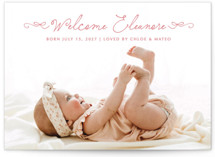 Tiny Bow Script Birth Announcements