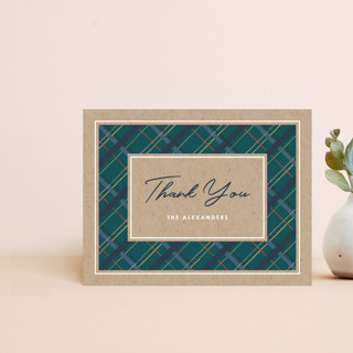 Winter Plaid Thank You Card Customizable Stationery