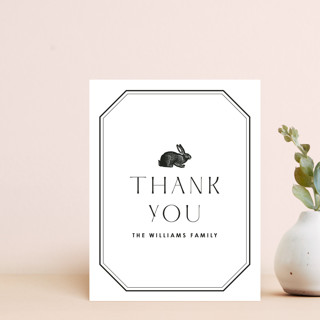 Vintage Bunny Frame Thank You Card Customizable Stationery