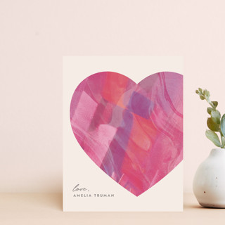 Painterly Heart Note Card Customizable Stationery