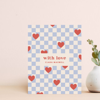 Checkered Hearts Note Card Customizable Stationery