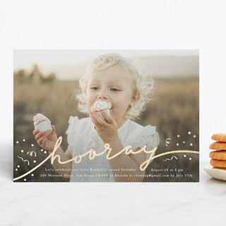 glittery hooray Foil-Pressed Children's Birthday Party Invitations