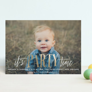 It's Party Time! Foil-Pressed Children's Birthday Party Invitations