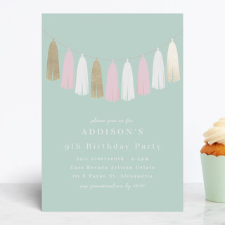 Gilded Garland Foil-Pressed Children's Birthday Party Invitations