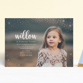 Snowfall Foil-Pressed Children's Birthday Party Invitations