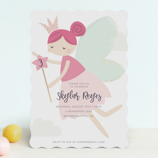 glitter fairy Foil-Pressed Children's Birthday Party Invitations