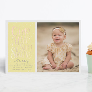 Little Sunshine Foil-Pressed Children's Birthday Party Invitations