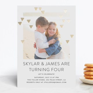 Modern Glow Foil-Pressed Children's Birthday Party Invitations