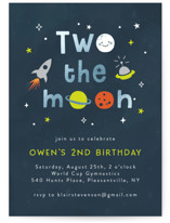 Two the moon Foil-Pressed Children's Birthday Party Invitations