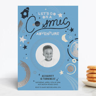 Cosmic Adventure Foil-Pressed Children's Birthday Party Invitations