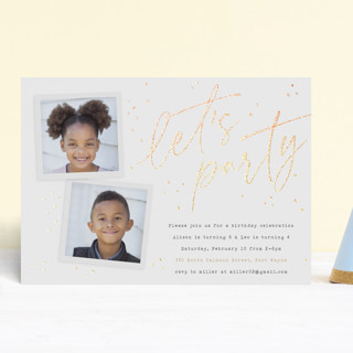 Confetti Script Foil-Pressed Children's Birthday Party Invitations