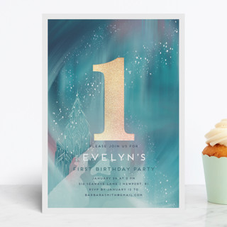 Magical Winter Foil-Pressed Children's Birthday Party Invitations