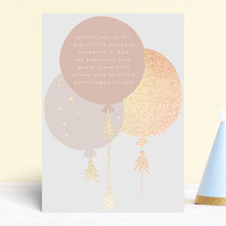 Glitter Balloons Foil-Pressed Children's Birthday Party Invitations