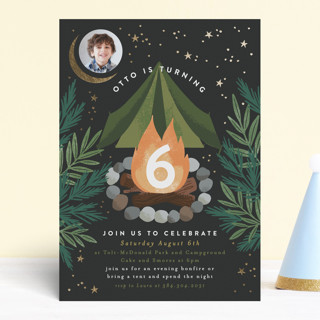 Bonfire Foil-Pressed Children's Birthday Party Invitations
