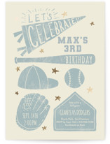 Baseball Birthday Foil-Pressed Children's Birthday Party Invitations