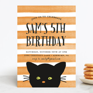 Striped Cat Children's Birthday Party Invitations