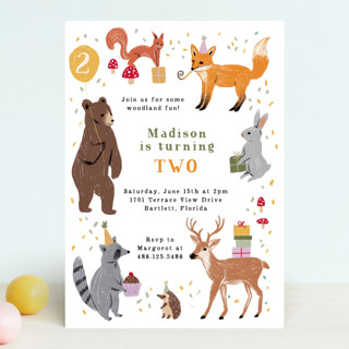 woodland party animals Children's Birthday Party Invitations