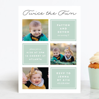Twin Joy Children's Birthday Party Invitations