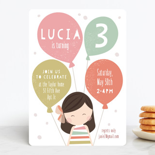 Pretty in Pink Children's Birthday Party Invitations
