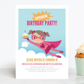 Super Birthday Girl Children's Birthday Party Invitations