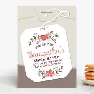 Modern Tea Party Children's Birthday Party Invitations