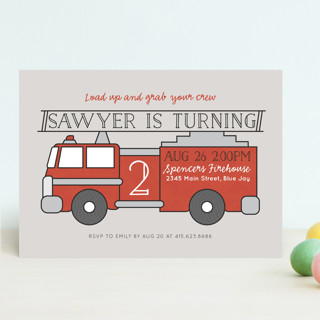 Fire House Party Children's Birthday Party Invitations