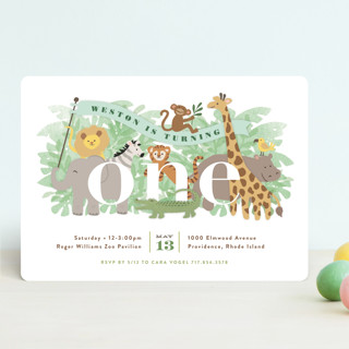 Jungle One Children's Birthday Party Invitations