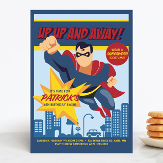 Up Up And Away - Superman Children's Birthday Party Invitations