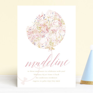 floral balloon Children's Birthday Party Invitations