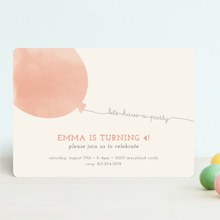 Simple Balloon Children's Birthday Party Invitations